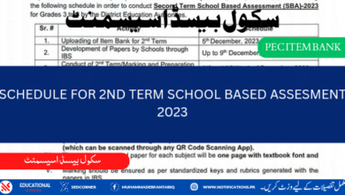SCHEDULE FOR 2nd TERM SCHOOL BASED ASSESSMENT SBA 2023