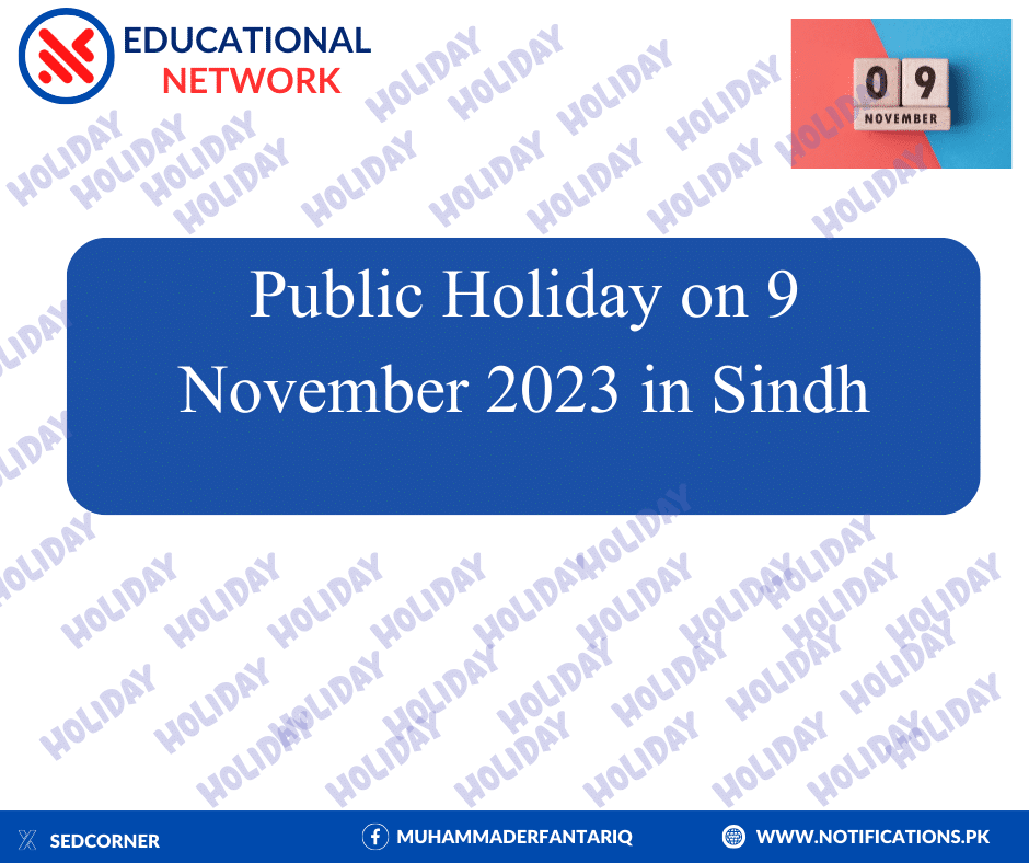 Public Holiday on 9 November 2023 in Sindh