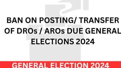 BAN ON POSTING/ TRANSFER OF ROs/ DROs / AROs DUE TO GENERAL ELECTIONS 2024