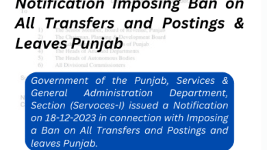 Notification Imposing Ban on All Transfers and Postings & Leaves Punjab