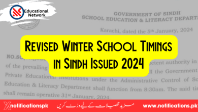 Revised Winter School Timings in Sindh Issued 2024