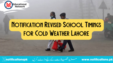 Notification Revised School Timings for Cold Weather Lahore