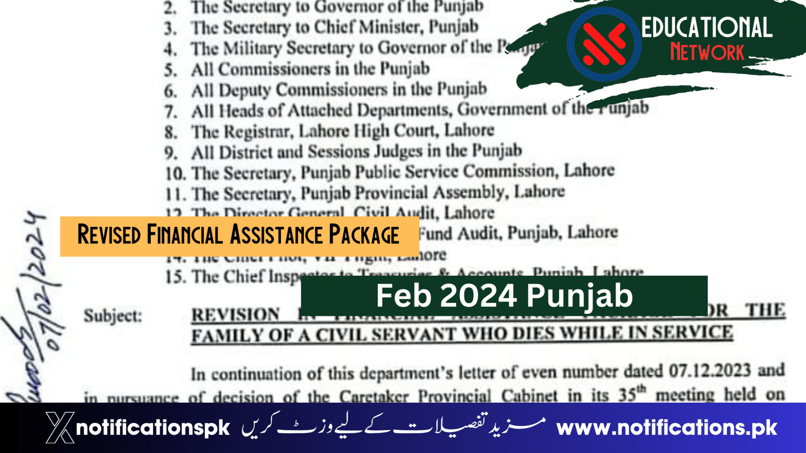 Notification Revised Financial Assistance Package Feb 2024 Punjab